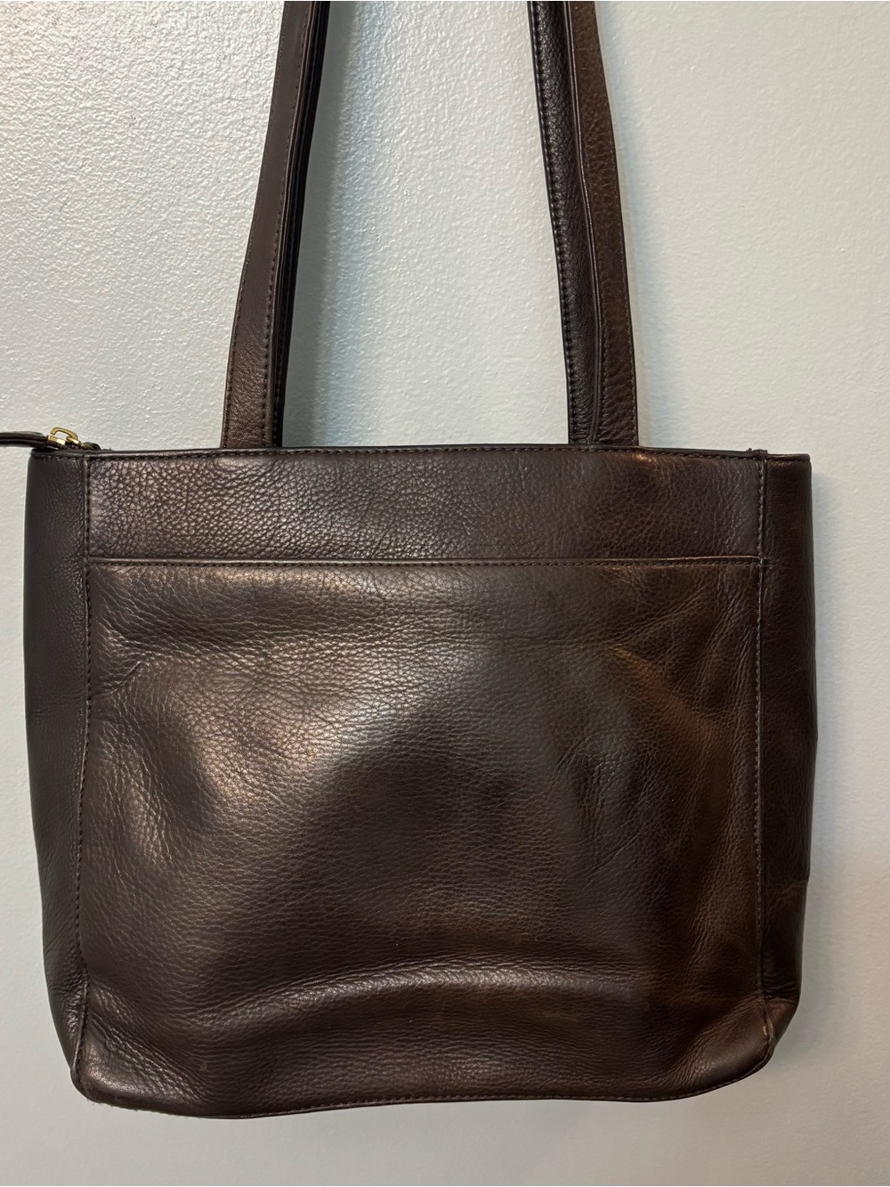 Mila Paoli Genuine Leather Tote Shoulder Bag Purse, Dark Brown